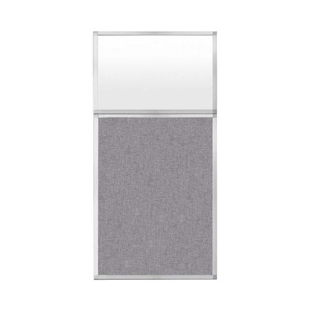 VERSARE Hush Panel Configurable Cubicle Partition 3' x 6' W/ Window Cloud Gray Fabric Frosted Window 1852308-3
